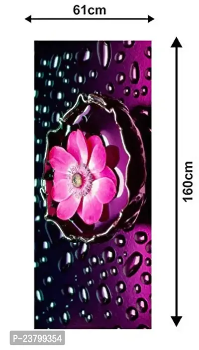 Psychedelic Collection Decorative 3D Flower Splash in Under Water  Water dropes Extra ladge Fridge Sticker Double Single Door Decorative Fridge Sticker (PVC Vinyl, Multicolor, 60 cm X 160 cm)-thumb3