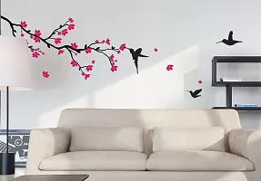 Decals Design 'Humming Birds and Blossoms' Wall Sticker (PVC Vinyl, 50 cm x 70 cm, Multicolour)-thumb1