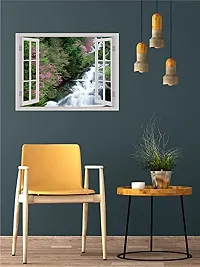 Psychedelic Collection Beautiful Natural Water Fall Window Illution Wall Sticker (PVC Vinyl, Multicolour, Wall Covering 92 cm X 61 cm)_PCWI48-thumb1