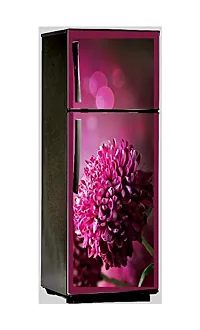 Psychedelic Collection 3D Pink Beautiful Decorative Flower with Lighting Bokeh Extra Large Fridge Sticker Double Single Door Decorative Fridge Sticker (PVC Vinyl, Multicolor, 60 cm X 160 cm)-thumb1