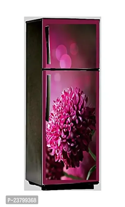 Psychedelic Collection 3D Pink Beautiful Decorative Flower with Lighting Bokeh Extra Large Fridge Sticker Double Single Door Decorative Fridge Sticker (PVC Vinyl, Multicolor, 60 cm X 160 cm)-thumb2