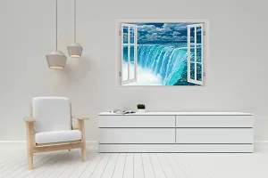 Psychedelic Collection Beautiful Natural Water Fall Window Illution Wall Sticker ( PVC Vinyl, Multicolour, Wall Covering 92 cm X 61 cm)_PCWI07-thumb1