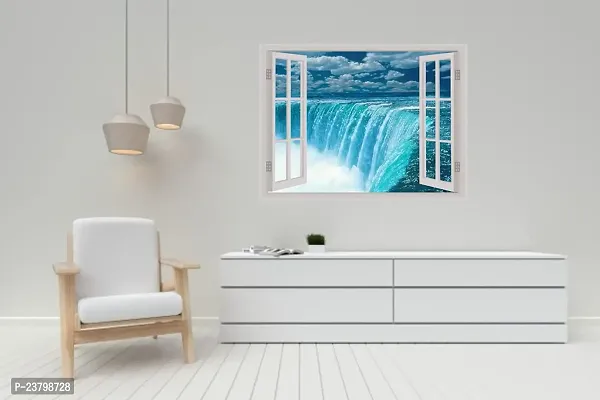 Psychedelic Collection Beautiful Natural Water Fall Window Illution Wall Sticker ( PVC Vinyl, Multicolour, Wall Covering 92 cm X 61 cm)_PCWI07-thumb2