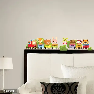 Psychedelic Collection Decorative Cartoon Toy Train for Kids Room Decorative Wall Sticker (PVC Vinyl, Multicolor, W 60 cm X H 63 cm)-thumb3