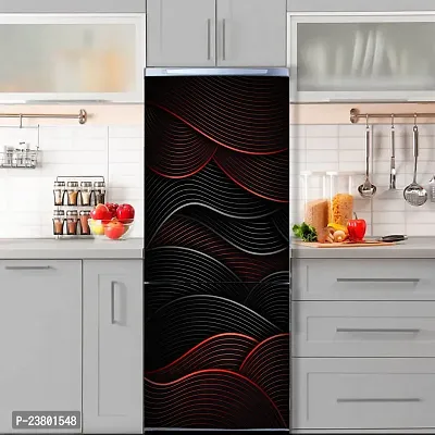 Psychedelic Collection Decorative Pattern Automotive tire Grey red Material Property Fridge Double Single Door Decorative Sticker (PVC Vinyl, Multicolor, 60 cm X 160 cm) FD954_New-thumb4