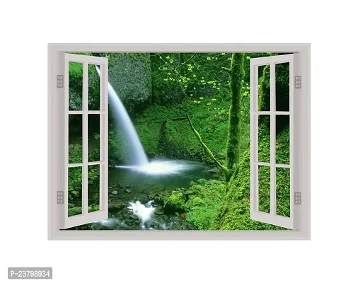 Psychedelic Collection Beautiful Natural Water Fall Window Illution Wall Sticker (PVC Vinyl, Multicolour, Wall Covering 61 cm X 46 cm)_PCWI11