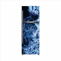 Trendy 3D Water Splash With Dark Abstract Effect Fridge Wallpaper Poster Self Adhesive Vinyl Fridge Wrap Decorative Wall Sticker (Pvc Vinyl Multicolor) Size 60X160 Cm-thumb2