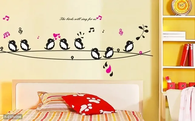 Decals Design 'Cute Singing Birds' Wall Sticker (PVC Vinyl, 50 cm x 70 cm, Multicolour)