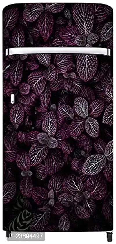 Psychedelic Collection Purple Leaf with Bold Black ColorDecorative Extra Large PVC Vinyl Fridge Sticker (Multicolor, 60 cm X 160 cm)_PCFS206_WP