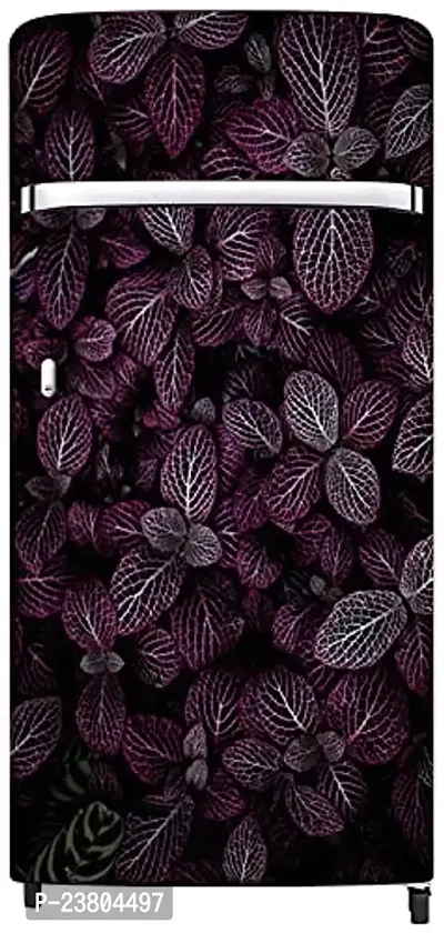 Psychedelic Collection Purple Leaf with Bold Black ColorDecorative Extra Large PVC Vinyl Fridge Sticker (Multicolor, 60 cm X 160 cm)_PCFS206_WP-thumb0