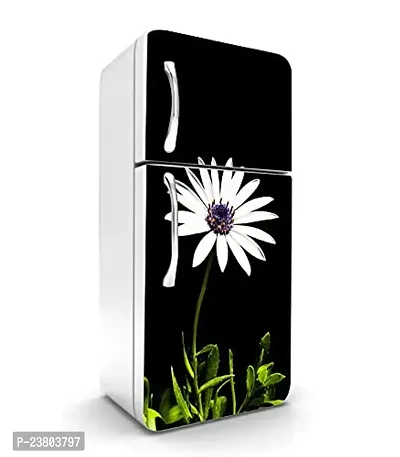 Psychedelic Collection White Color FlowerDecorative Extra Large PVC Vinyl Fridge Sticker (Multicolor, 60 cm X 160 cm)_PCFS271_WP