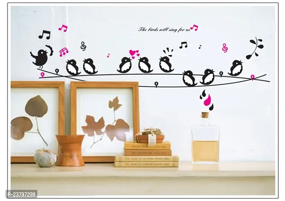 Decals Design 'Cute Singing Birds' Wall Sticker (PVC Vinyl, 50 cm x 70 cm, Multicolour)-thumb4