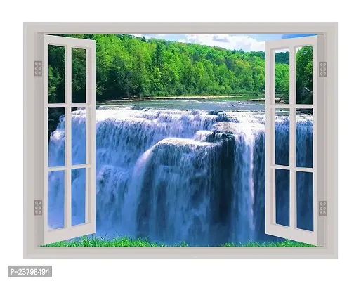Psychedelic Collection Beautiful Natural Water Fall Window Illution Wall Sticker (PVC Vinyl, Multicolour, Wall Covering 61 cm X 46 cm)_PCWI22