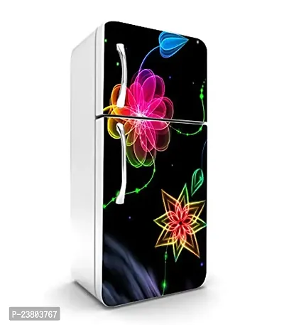 Psychedelic Collection Sparking FlowerDecorative Extra Large PVC Vinyl Fridge Sticker (Multicolor, 60 cm X 160 cm)