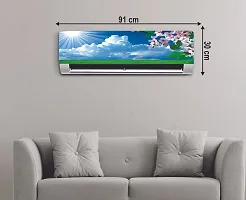 Trendy Decorative White Flowers Green Leaves With Sun Light Ac Sticker (Multicolor Pvc Vinyl 30X91)-thumb2