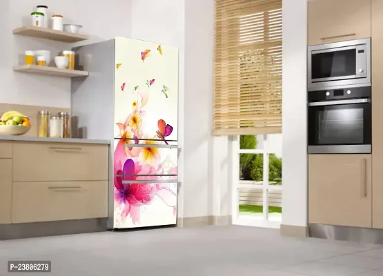 Psychedelic Collection Flower with Butterflies Decorative Extra Large PVC Vinyl Fridge Sticker (Multicolor, 60 cm X 160 cm)_PCFS07_WP-thumb2