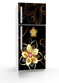 Psychedelic Collection Gloden Flower with Bold Black Background Decorative Extra Large PVC Vinyl Fridge Sticker (Multicolor, 60 cm X 160 cm)_PCFS228_WP-thumb2