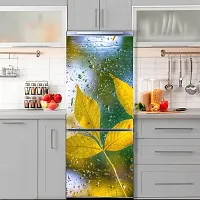 Psychedelic Collection Abstract Decorative Yellow Leave for rain dropes with Blur Background Extra lardge Fridge Sticker for Fridge Decor (PVC Vinyl Multicolor)-thumb4