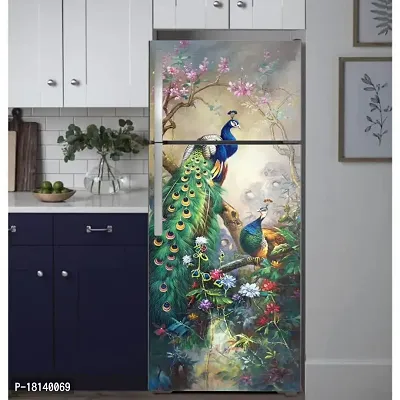 Trendy Beautifull Peacock Flower Decorative Sticker (Multicolor Pvc Vinyl 160X60)-thumb4