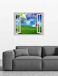 Psychedelic Collection Beautiful Colorful Forest Window Illusion Wall Sticker (PVC Vinyl, Multicolour, Wall Covering 61 cm X 46 cm)_PCWI01_PCWI54-thumb1