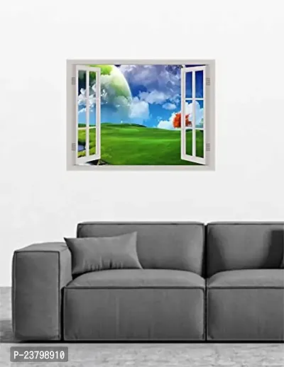 Psychedelic Collection Beautiful Colorful Forest Window Illusion Wall Sticker (PVC Vinyl, Multicolour, Wall Covering 61 cm X 46 cm)_PCWI01_PCWI54-thumb2