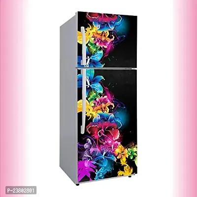 Psychedelic Collection Flower colourfull Design Painting Decorative Extra Large PVC Vinyl Fridge Sticker (Multicolor, 60 cm X 160 cm)-thumb0