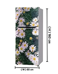 Psychedelic Collection flower leaves lotus white flower wallpaper poster Adhesive Vinyl sticker Fridge wrap sticker Double Single Door Decorative Fridge Sticker (PVC Vinyl, Multicolor, 60 cm X 160 cm)-thumb2