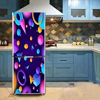 Psychedelic Collection Decorative Abstract Multicolor 3D Square, Circle, and Rectangular Shape Design Wallpaper Sticker for Fridge Decor 60 cm X 160 cm-thumb3