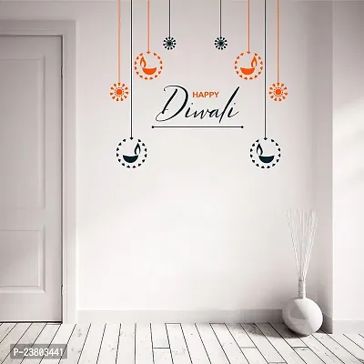 Psychedelic Collection Happy Diwali Decorative PVC Vinyl Wall Sticker (Multicolor, 46 cm X 48 cm)-thumb4