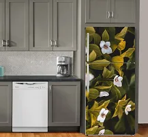 Psychedelic Collection Small White Colour Flower with Leaves Decor Kitchen Fridge Decor Sticker for Double Single Door Fridge (PVC Vinyl, Multicolor, 60 cm X 160 cm)-thumb4