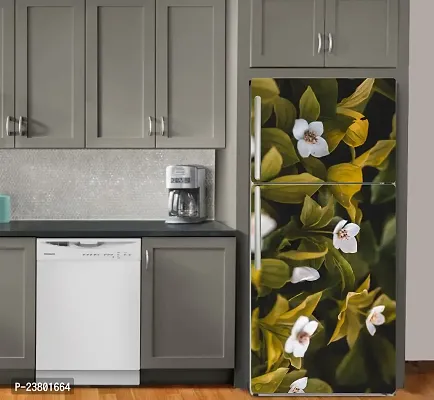 Psychedelic Collection Small White Colour Flower with Leaves Decor Kitchen Fridge Decor Sticker for Double Single Door Fridge (PVC Vinyl, Multicolor, 60 cm X 160 cm)-thumb5