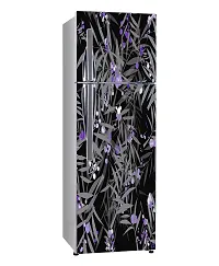 Psychedelic Collection Decorative abstract leaves and violet color circle design wallpaper sticker for fridge decor Double Single Door Decorative Fridge Sticker (PVC Vinyl, Multicolor, 60 cm X 160 cm)-thumb1