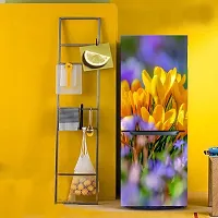 Psychedelic Collection Decorative Abstract Beautiful Yellow and Violet Flowers Garden, Nature Wallpaper Sticker for Fridge Decor 60 cm X 160 cm-thumb4