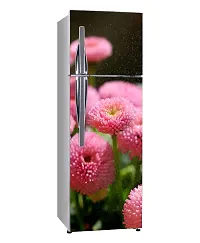 Psychedelic Collection Decorative so Pretty Pink Flower and rain Drops, Nature, Flower Garden Wallpaper Sticker for Fridge Decor (PVC Vinyl, Multicolor, 60 cm X 160 cm)-thumb1