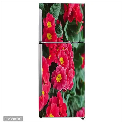 Psychedelic Collection Decorative Beautiful parimula Flower Fridge Sticker Double Single Door Decorative Fridge Sticker (PVC Vinyl, Multicolor, 60 cm X 160 cm)
