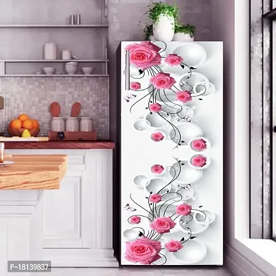 Trendy Beautifull Pink Flower Decorative Fridge Sticker(Multicolor Vinyl 120X60)-Sdpcfs363-thumb3