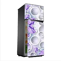 Psychedelic Collection Decorative 3D Flower and Round Circle with Purple Shade BeautifulExtra Large Abstract Wall Fridge Sticker (PVC Vinyl, Multicolor, 60 cm X 160 cm)-thumb1