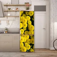 Psychedelic Collection Decorative Abstract Beautiful Yellow Flowers with Dark Background Extra lardge Fridge Sticker for Fridge Decor (PVC Vinyl Multicolor)-thumb3