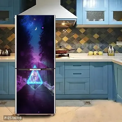 Psychedelic Collection Decorative Abstract Multicolor Night Forest Galaxy Sky with Astronaut and Bright Triangle Wallpaper Sticker for Fridge Decor 60 cm X 160 cm-thumb4