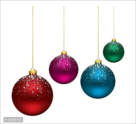 Trendy Hanging Christmas Lamps Pvc Vinyl Self Adhesive Wall Sticker (Ideal Size On Wall- 60 Cm X 62 Cm, Multicolour)-thumb0