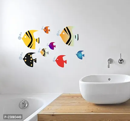 Psychedelic Collection Fish with Water Bubble Decorative PVC Vinyl Wall Sticker (Multicolor, 50 cm X 90 cm)-thumb4