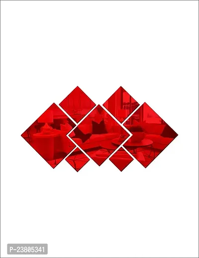 Psychedelic Collection Decorative Square Cutting Set Mirror red Acrylic Sticker Hexagon Mirror, Hexagon Mirror Wall Stickers, Mirror Stickers for Wall Large Size, Sticker Mirror-thumb3