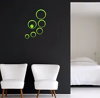 Psychedelic Collection Decorative Green Acrylic Rings Wall Sticker Hexagon Mirror, Hexagon Mirror Wall Stickers, Mirror Stickers for Wall Large Size, Sticker Mirror-thumb1