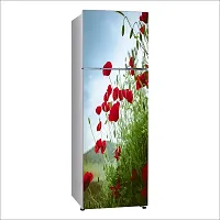 Psychedelic Collection Decorative Poppy Family Flowering Plant Plant stem Flower Coquelicot Extra Large Sticker for Fridge Decor (PVC Vinyl, Multicolor, 60 cm X 160 cm)-thumb1