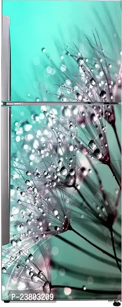 Psychedelic Collection Abstract Decorative Flower with rain dropes Extra lardge Fridge Sticker for Fridge Decor (PVC Vinyl, Multicolor, 60 cm X 160 cm)