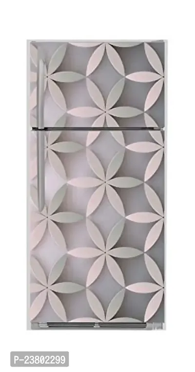 Psychedelic Collection White Flowers Leaves Full Fridge Cover Decorative Extra Large PVC Vinyl Fridge Sticker (Multicolor, 60 cm X 160 cm)_FD102_WP