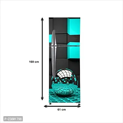 Psychedelic Collection Abstract 3D Ball Light Squre Fridge wrap Wallpaper Adhesive Vinyl Multicolor for Fridge Sticker (PVC Vinyl, Multicolor, 60 cm X 160 cm)-thumb4