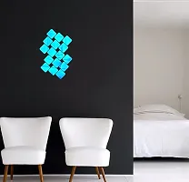 Psychedelic Collection Decorative Square Set Blue Acrylic Sticker Hexagon Mirror, Hexagon Mirror Wall Stickers, Mirror Stickers for Wall Large Size, Sticker Mirror-thumb1