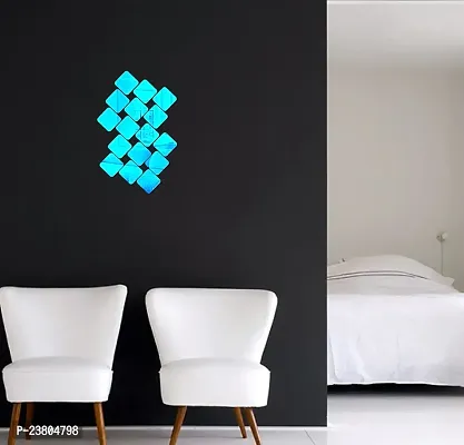 Psychedelic Collection Decorative Square Set Blue Acrylic Sticker Hexagon Mirror, Hexagon Mirror Wall Stickers, Mirror Stickers for Wall Large Size, Sticker Mirror-thumb2