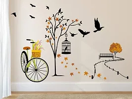 Asmi Collections Wall Stickers Beautiful Tree Cycle and Birds in Autumn-thumb1